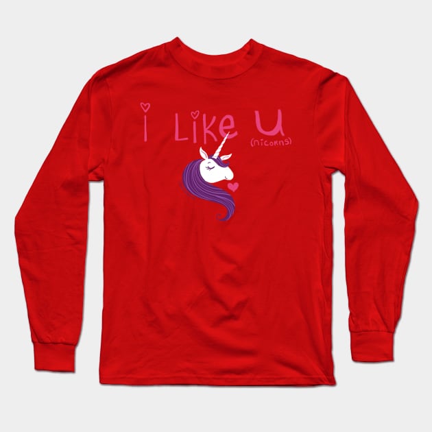 I like you Unicorn gift - Valentine’s Day unicorn lovers gift Long Sleeve T-Shirt by Steph Calvert Art